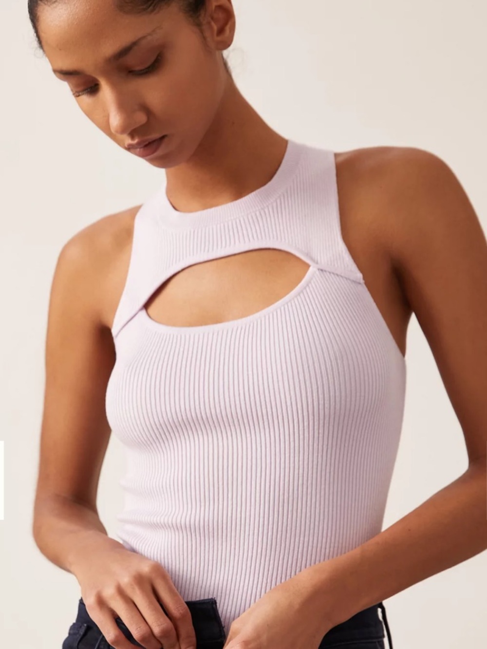 New By Anthropology Lavender Cut Out Tank - Ribbed NWT